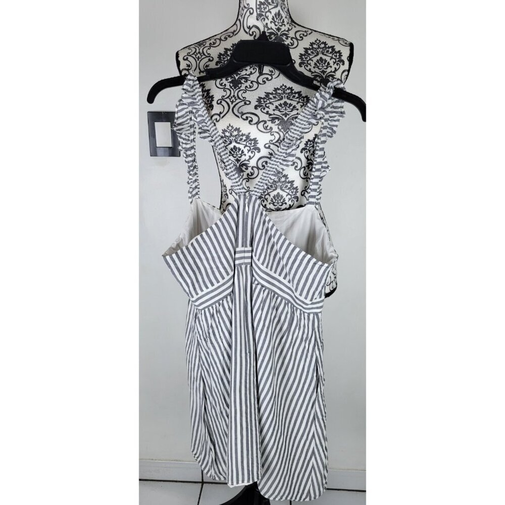 Madewell Midi Dress Size 14 Striped Sleeveless Ruffle Straps Cotton Women’s - Picture 5 of 13